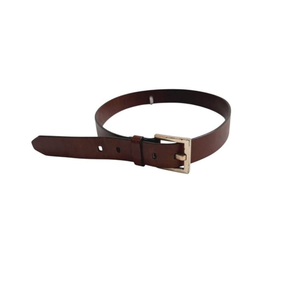 Vintage‎ GAP Genuine Leather Belt 32 Brown Minimalist Retro Casual Silver Buckle